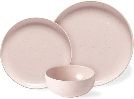 Casafina Pacifica Marshmallow Pink 12-Piece Stoneware Place Setting Dinnerware Set, 4 Pieces