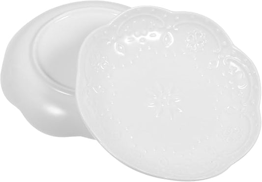 Cabilock 2pcs Ceramic Dipping Dish Appetizer Plate White for Sauce Seasoning and Dessert Serving
