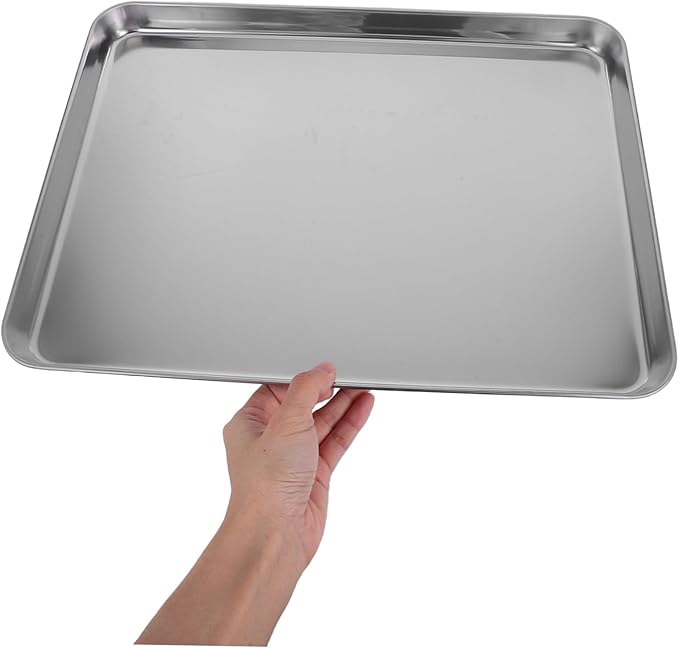 IMIKEYA Rectangular Stainless Steel Food Tray Versatile Serving Platter for Bbq Picnics and Parties and Easy to Clean