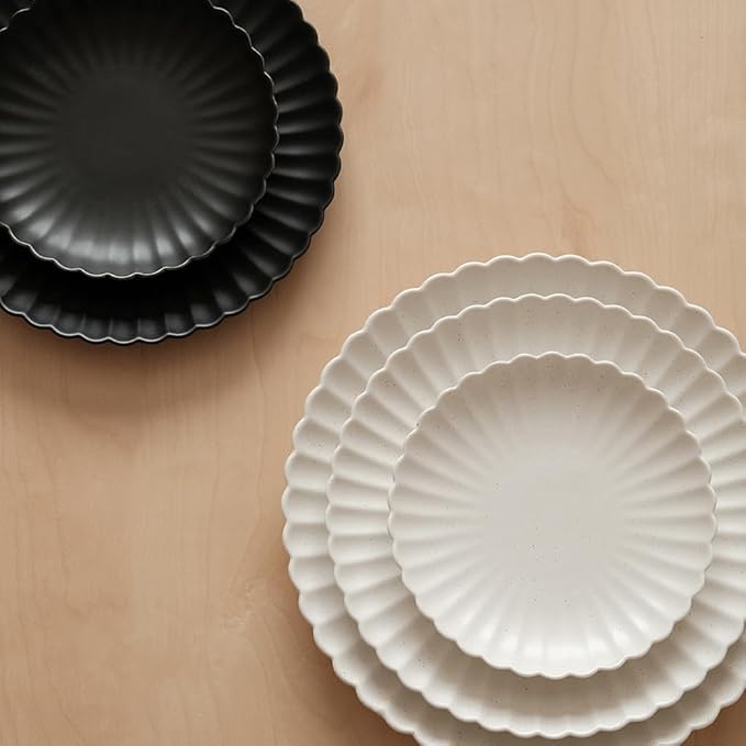 WENSHUO Daisy Plates Set of 6 (Nacre White, 6.7 Inch)