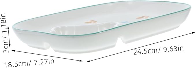 1pc Ceramic Divided Serving Plate Dip Compartment Functional Food Dish for Dumplings Sushi and Appetizers Home Tableware for Entertaining and Everyday Use