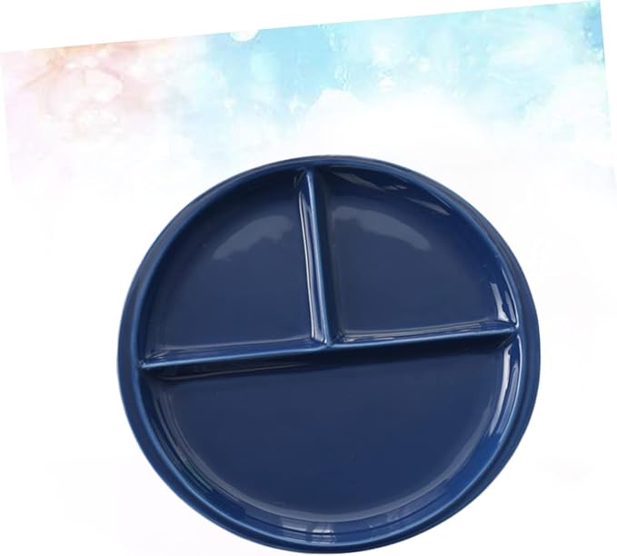 Divided Porcelain Plate with Three Compartments Round Ceramic Dish for Breakfast Steak and Fruit Simple Design for Home Decor and Daily Use