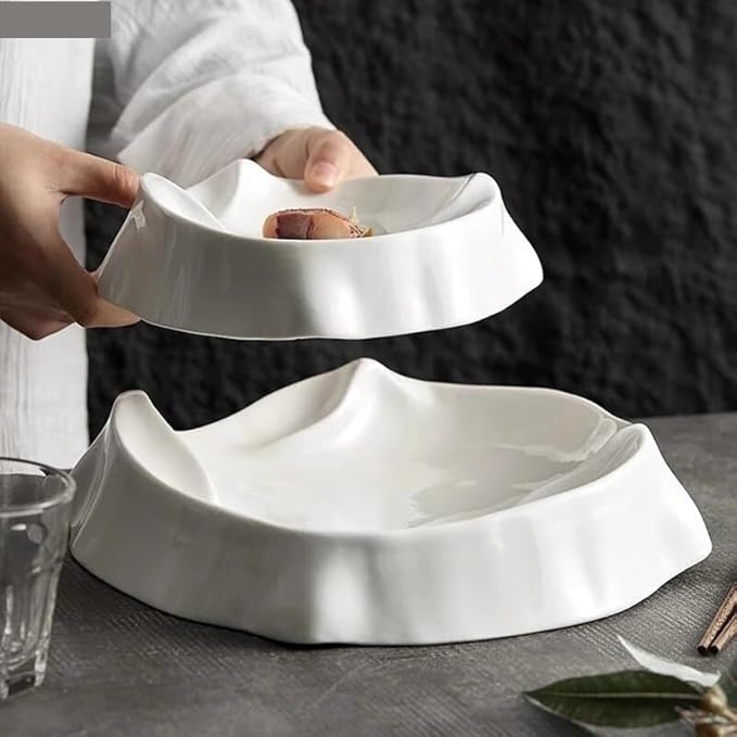 SONGCHAO Party Supplies Dish Plate Ceramic Dinner Plate Creative Irregular Mountain Shaped Dessert Plate Snack Plate Pasta Plates Restaurant Specialty Tableware Party Plates (Color : A 7 inch)