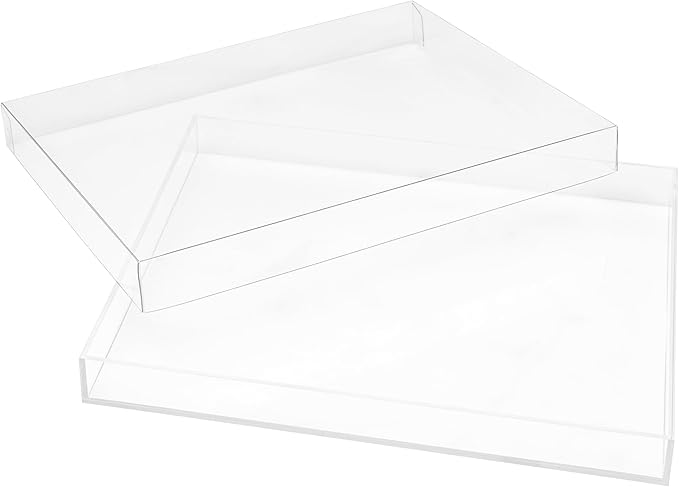 Hammont Acrylic Rectangular Tray - 10'x8'x1' - Transparent, Modern, Portable Cover - Bathroom Tray Organizer