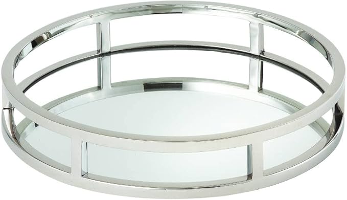 Elegance Beam Round Mirror Tray,10.75"