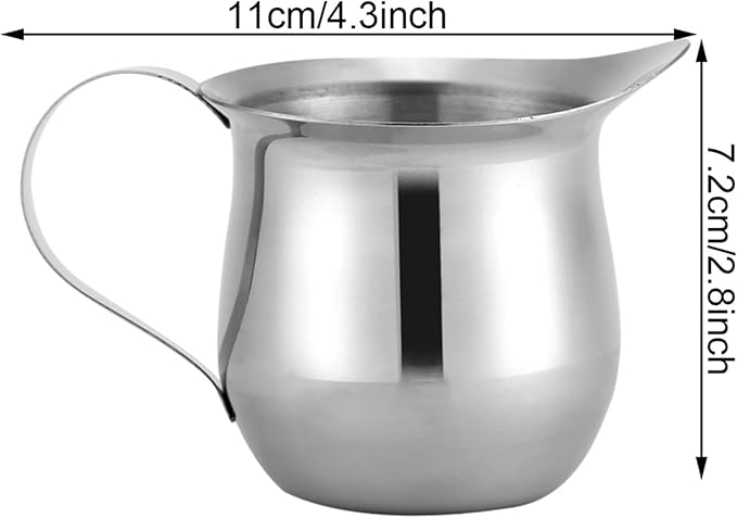 Milk Frother Cup, 240ml/8oz Creamer Pitcher, Frothing Pitcher, Stainless Steel Milk Steam Container, Steamer Cup for Espresso Coffee Latte