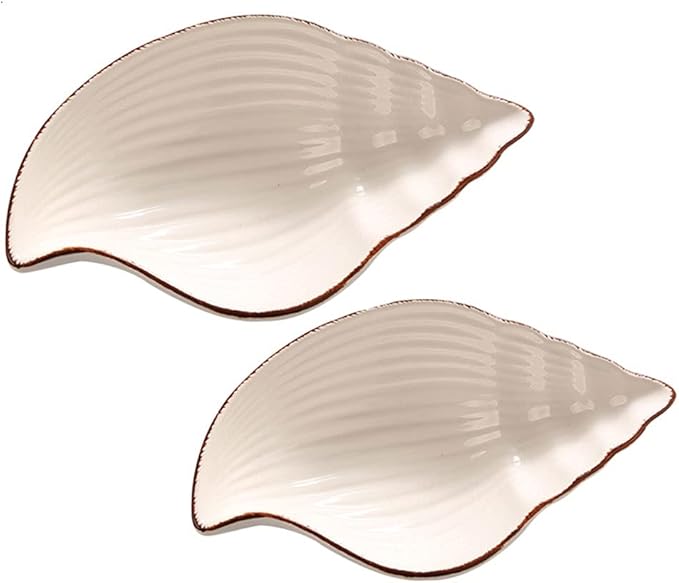 Sauce Dish Set of 2 Sauce Dish Ocean Starfish Shell Fish Shape Ceramic Appetizer Plates Snack Fruit Sushi Dessert Jewelry Plates Dinnerware Trays Home Decoration Dip Bowl (8.27x5.31in)