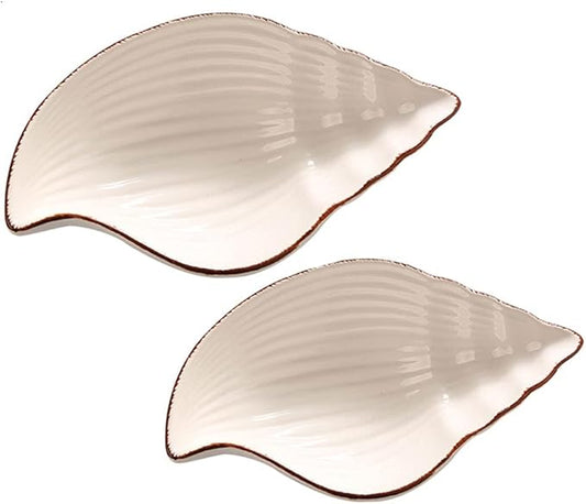 Sauce Dish Set of 2 Sauce Dish Ocean Starfish Shell Fish Shape Ceramic Appetizer Plates Snack Fruit Sushi Dessert Jewelry Plates Dinnerware Trays Home Decoration Dip Bowl (8.27x5.31in)