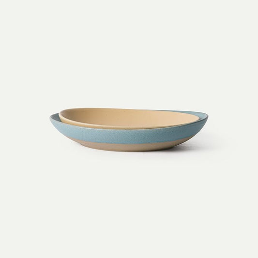 MORA Jumbo and Large Serving Dishes Set of 2, 13 inch and 12 inch Ceramic Pottery Oval Platters - Microwave, Oven and Dishwasher Safe - Iris & Merrigold