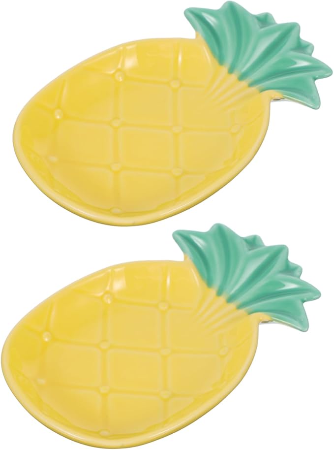 Cabilock 2pcs Pineapple Decorative Sauce Plate Ceramic Tableware Small Dipping Dish for Home Kitchen