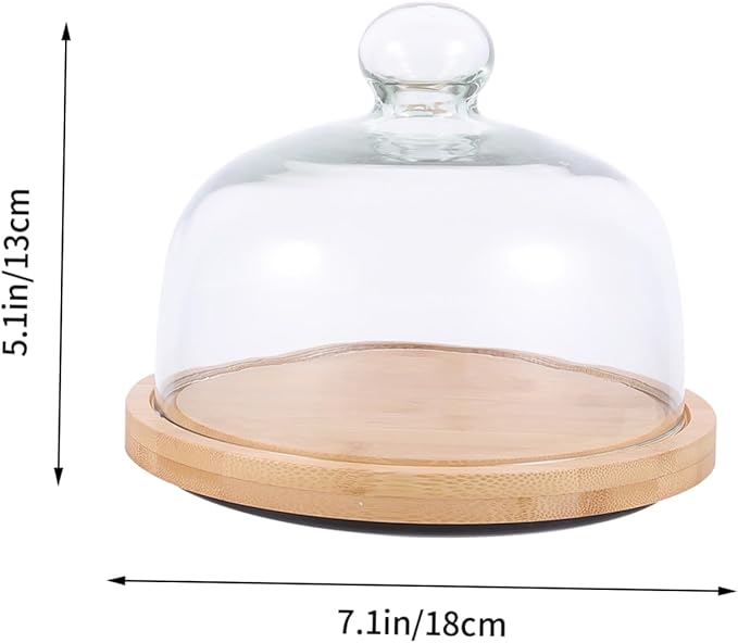 LIFKOME 1pc Rotating Cake Tray Glass Cover Practical Food Plate for Parties and Events Khaki for Desserts and Pastries Display
