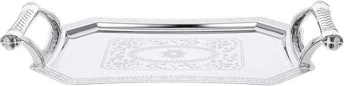 ABOOFAN Stainless Steel Dinner Plate Elegant Serving Tray Handles for Entertaining