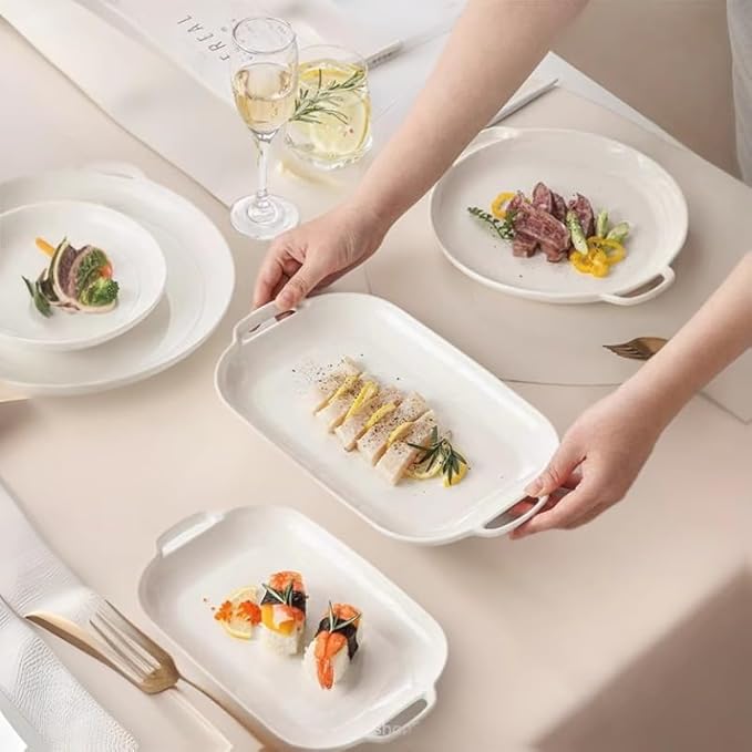 Dinner Plates Ceramic Tableware Bowls, Fruit Salad, Household Shallow Plates, Creative Dinner Kitchen Salad Bowl