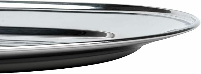 Soro Essentials- 14" Stainless Steel Oval Serving Platter Set of 2- Heavy Weight Serving Tray Party Food Display Tray Ideal for Serving Appetizer Charcuterie Food Snack Dessert Platters Bar Restaurant