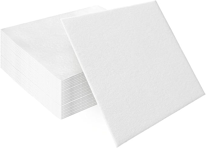 PAW - 50 Pieces White Linen-Feel Paper Napkins 16" x 16", Unicolor Disposable Cloth-Like Napkins, Bathroom Towels, Dinner Napkins for Birthday, Wedding, Party
