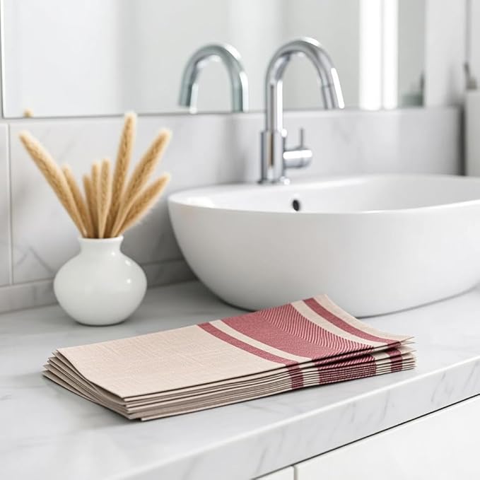 Made in Italy Linen-Feel Disposable Guest Towels - Premium Airlaid Cloth-Like Bathroom Napkins, Soft & Absorbent Luxury Hand Towels, Elegant Dinner Napkins for Parties