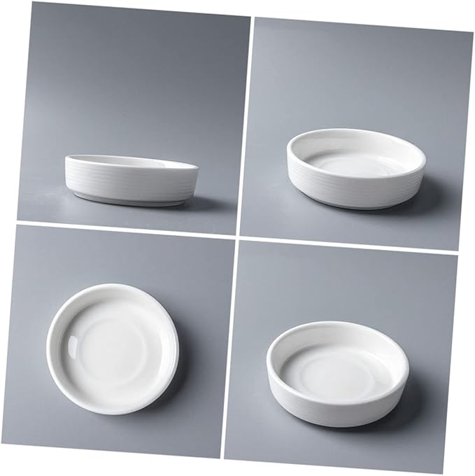 PRETYZOOM 4pcs Ceramic Dipping Sauce Bowls Multi-use Seasoning Plates for Appetizers Condiments Deep Design for Home Restaurant and Celebrations