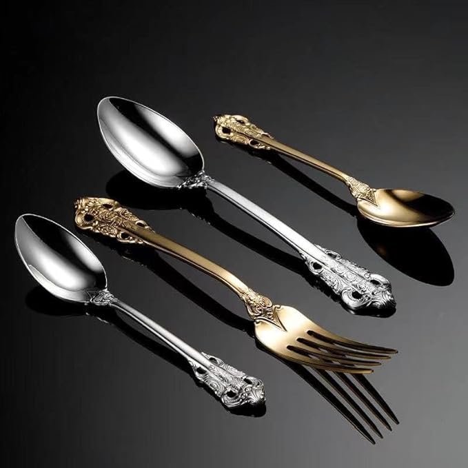 Royal 30-Piece Silverware Set for 6, 304 Stainless Steel Flatware Set, Mirror Polished Modern Cutlery, Dishwasher Safe Elegant Tableware)