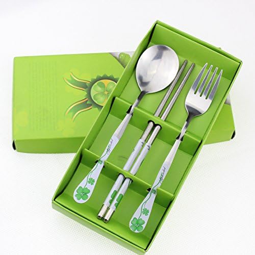 Stainless Steel Teaspoons Dinner Spoon Fork Chopsticks 3pcs Flatware Serving Sets，