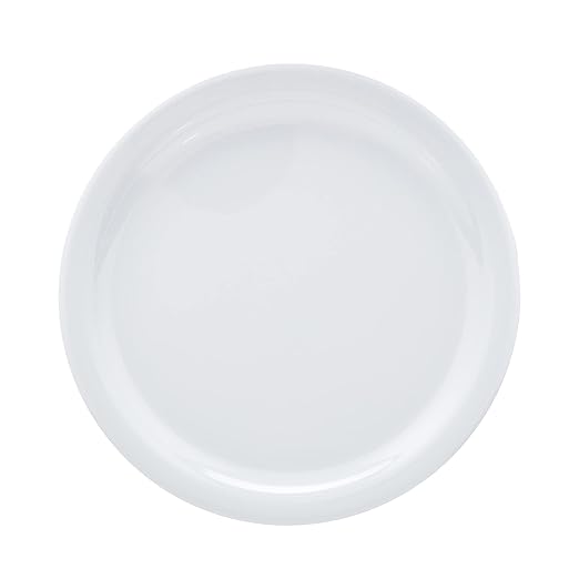 Amazon Basics Melamine Plastic Plate, Dishwasher Safe, BPA Free, 6 Piece Set, 9 in, White