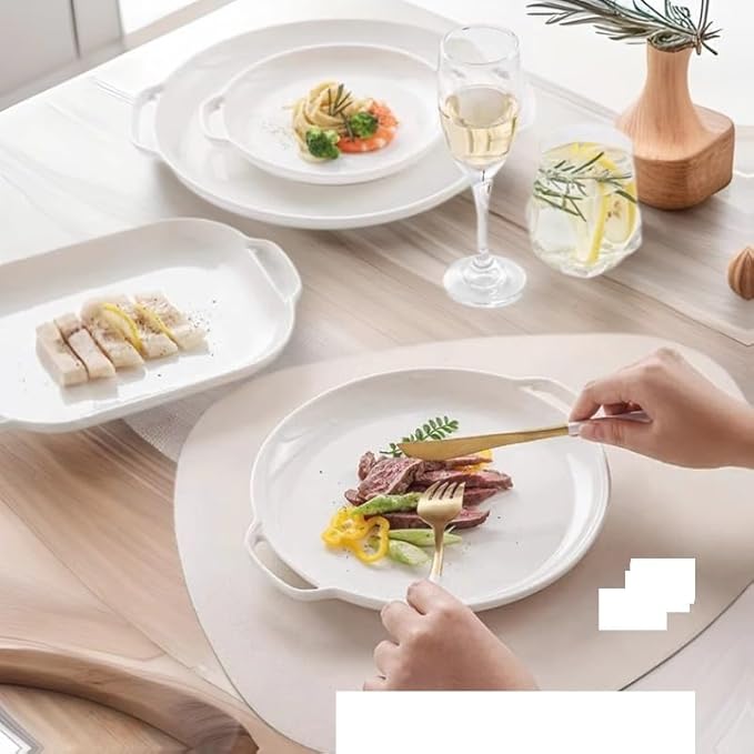 Dinner Plates Ceramic Tableware Bowls, Fruit Salad, Household Shallow Plates, Creative Dinner Kitchen Salad Bowl
