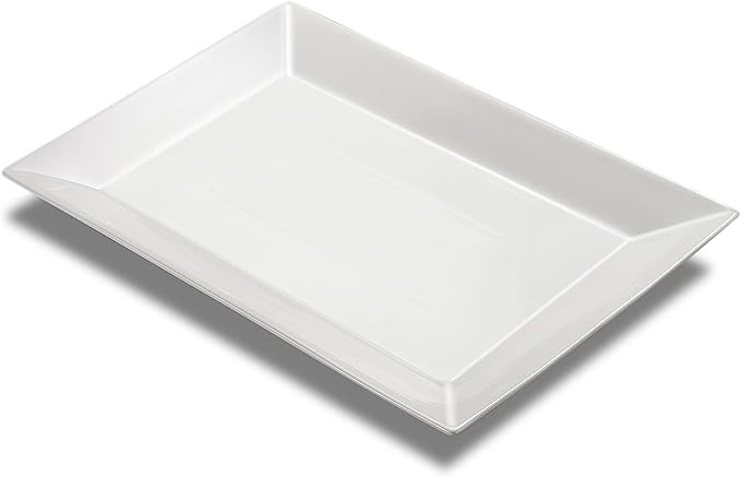 18" x 12" Large Serving Platters, Porcelain Heavy-Duty Large Serving Trays, White Rectangular Plates for Turkey, Food, Fruit, Party, Wedding, Christmas, Chip and Scratch Resistant (1)
