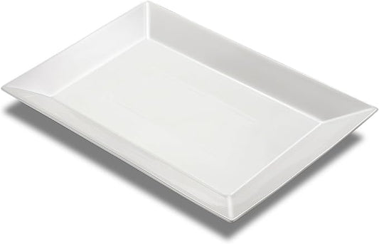 18" x 12" Large Serving Platters, Porcelain Heavy-Duty Large Serving Trays, White Rectangular Plates for Turkey, Food, Fruit, Party, Wedding, Christmas, Chip and Scratch Resistant (1)