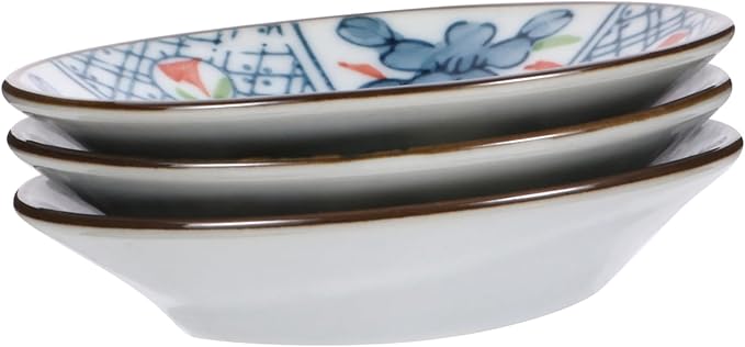 PRETYZOOM 3pcs Japanese Glazed Ceramic Plates Dipping Bowl Seasoning Dish Salad Plate Easy Clean