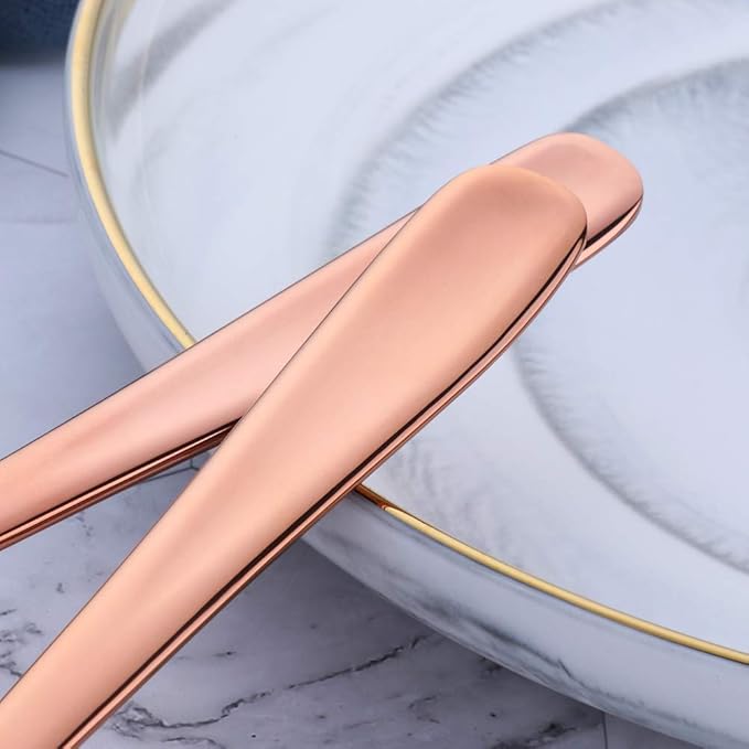 Buffet Serving Spoons, Stainless Steel 10 Inch Rose Gold Plated Server Set of 2, Large Salad Serverware Utensils, Dishwasher Safe