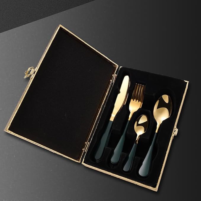 Stainless Steel Flatware serving set,Home Kitchen Eating Tableware Set,Dishwasher Safe,For Home Kitchen Restaurant Hote 24-piece Stainless Steel Cutlery Set Home Restaurant Steak Knife Fork Spoon Set(