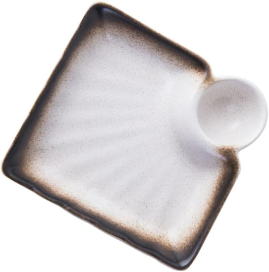 Luxshiny Ceramic Sauce Dish with Vinegar Dish Square Dipping Bowl for Appetizers Home Use Easy to Clean 4-Piece Set Versatile Seasoning Saucer