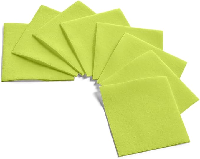 Disposable Kiwi Cocktail Napkins Paper - 4" x 4" High-End Linen-Like Beverage Party Square Paper Napkin Pack for Bar, Cafe, Restaurant, Christmas, Birthday, Wedding, Baby Shower - 100 Count