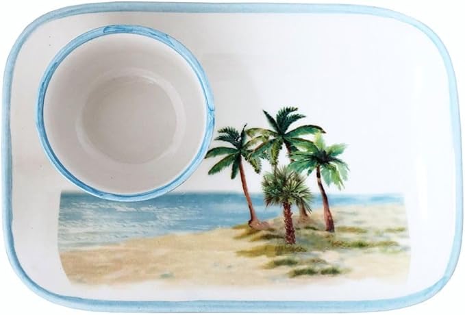 Palm Breezes Plate/Tray and Small Dipping Bowl