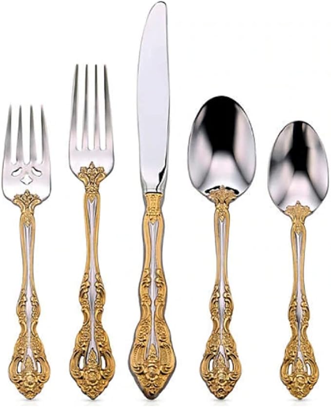 Oneida Golden Michelangelo 20 Piece Fine Flatware Set, 18/10 Stainless, Service for 4