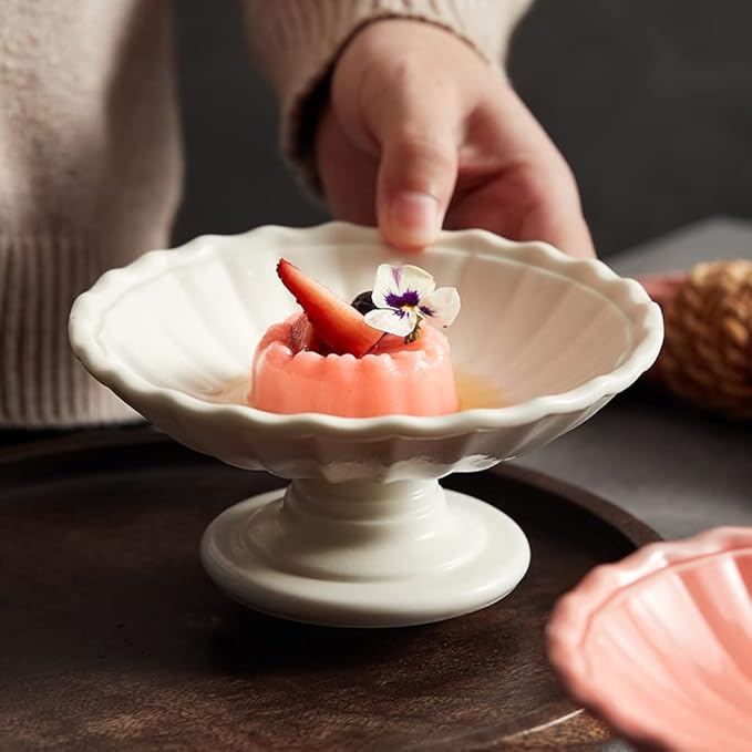 Kitchen Plates Serving Tray, Serving Plate Tall Plates Ceramic Snacks Fruit Plates Refreshment Plates Fruits Nuts Ice Cream Dessert Bowls Restaurant Plates(A)