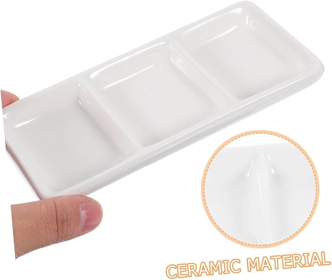 2-piece Snack Plate Set Divided Sauce Bowl Appetizer Serving Tray Ceramic Dishes White for Versatile Use