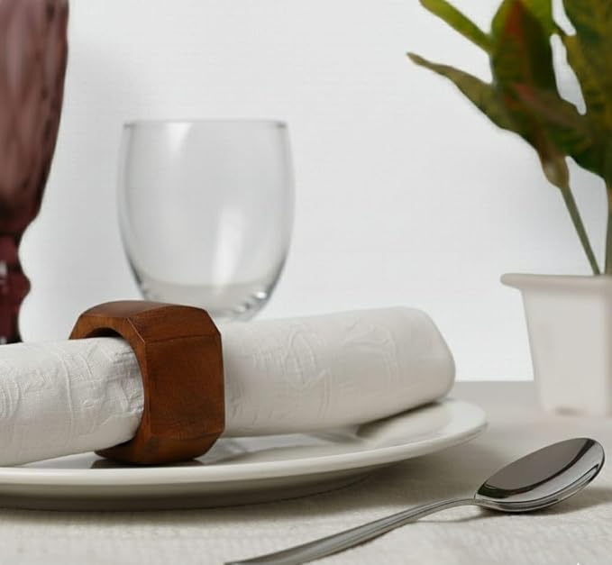 Napkin Rings Dining Table Napkin Holder, Classic Everyday Use Thanksgiving, Christmas Napkin Rings Buckles,Festive Party Gift Farmhouse for Table (Cut Square Set of 12)