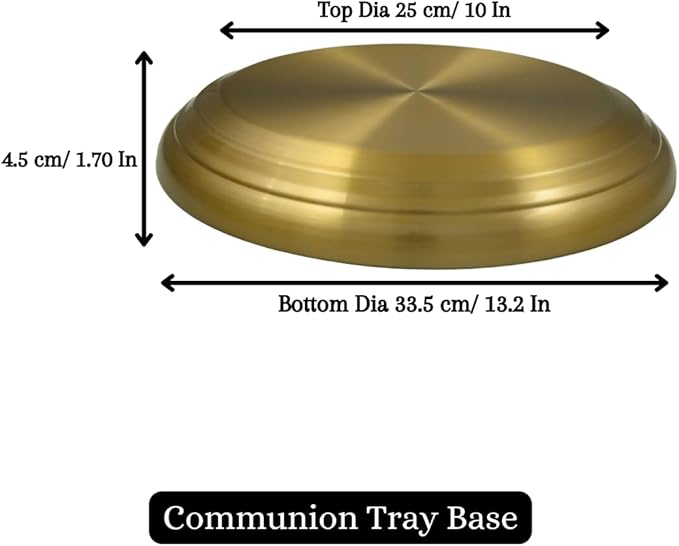 Premium Communion Tray Base for Churches, Holy Drink Serving Tray Base for Church, Stainless Steel Church Supplies for Communion, Communion Ware Church Supplies: Matte Brass Finish