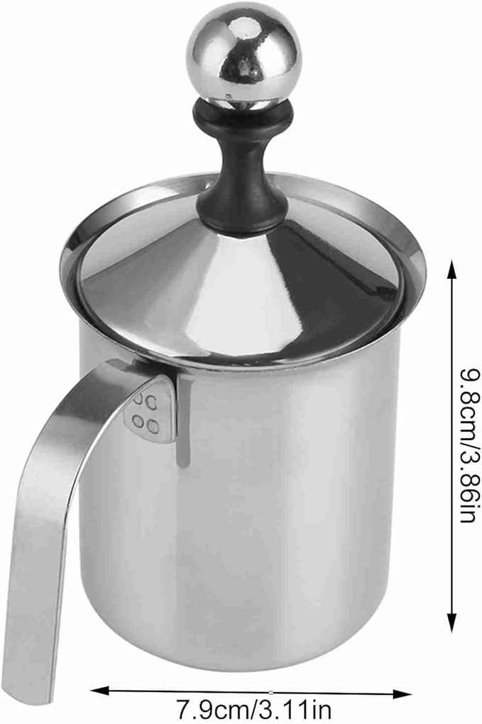 Frabosk 400ML 800ML Stainless Steel Manual Milk Frother Double Mesh Coffee Foamer Creamer Blender Whisker Manual Milk Frother (400ml)