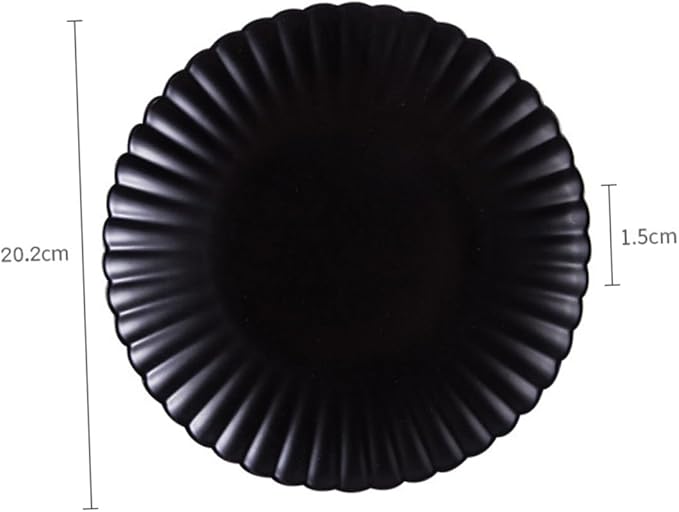 ABOOFAN Chrysanthemum Ceramics Plate Elegant Black Snack Dish for Serving Desserts Sushi and Fruits Matte Finish Dinnerware for Home and Kitchen Use