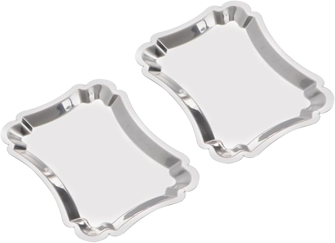 2pcs Stainless Steel Dessert Plates Cake Trays for Party Divided Serving Trays Food Safe Polished Design for Wedding