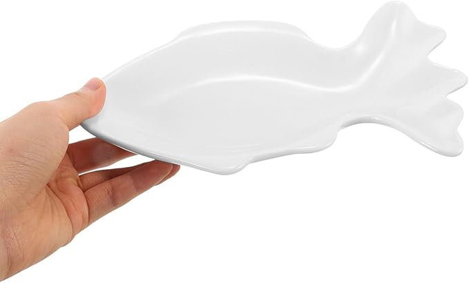 Fish Shaped Ceramic Serving Plate Decorative Appetizer Tray for Snacks Sushi and Desserts for Home Restaurant and Picnics Creative and Cute Design