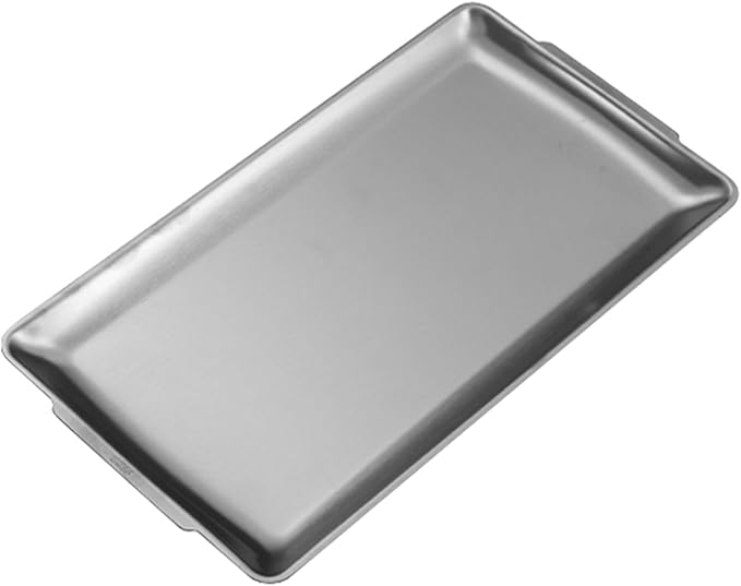Baking Sheet, Sheet Pans for Baking Stainless Steel, Rectangle Metal Serving Tray with Handles for Dining, Party, Buffet, Dishwasher(Silver,34 * 18cm/13.4 * 7in)