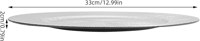 50 Pcs Antique Charger Plates Bulk 13 Inch Embossed Rim Plastic Party Dinner Plate Chargers Round Decorative Server Plate for Wedding Party Event Tableware (50pcs-Silver-2)
