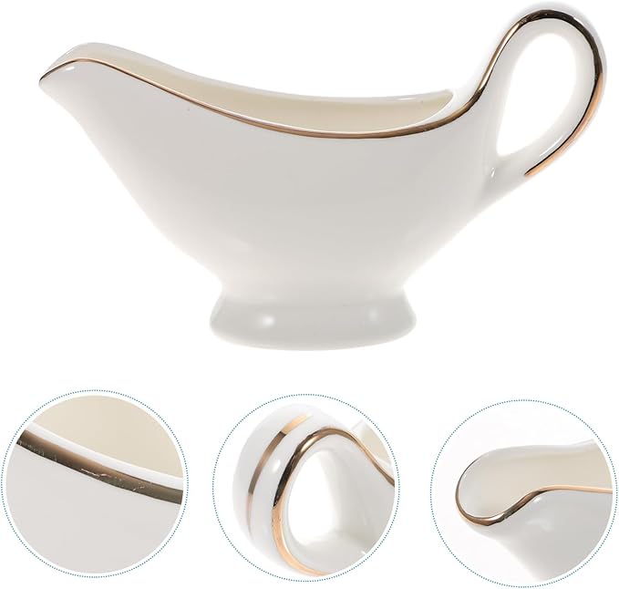 Gatuida 5Oz Ceramic Milk Pitcher Small Creamer Jug with Handle Mini Porcelain Syrup Pour Spout for Coffee Milk Sauce Serving