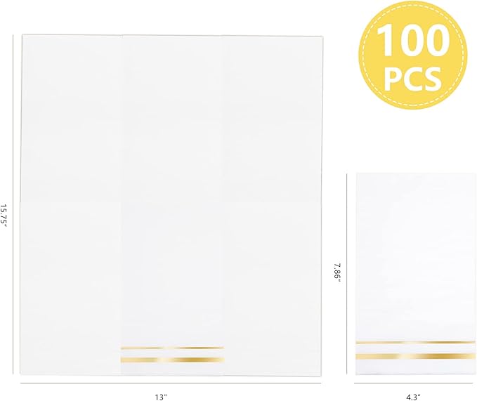 BUCLA 100-Count 3-Ply Disposable Napkins - Gold Paper Napkins Disposable Premium Quality - Thanksgiving Napkins/Dinner Napkins Disposable Soft, Absorbent for parties, weddings, Kitchen