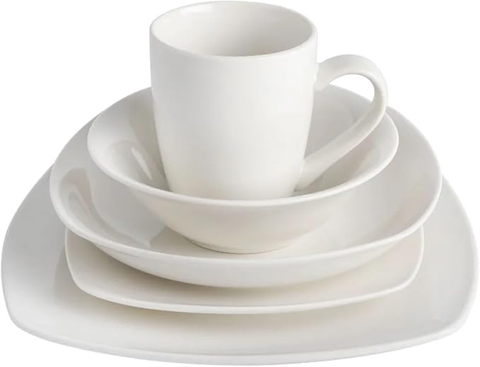 30 Piece White Porcelain Dinnerware Set for 6, Full Table Service, Ceramic Tableware Kit for Kitchen, Dining, Banquet (White)