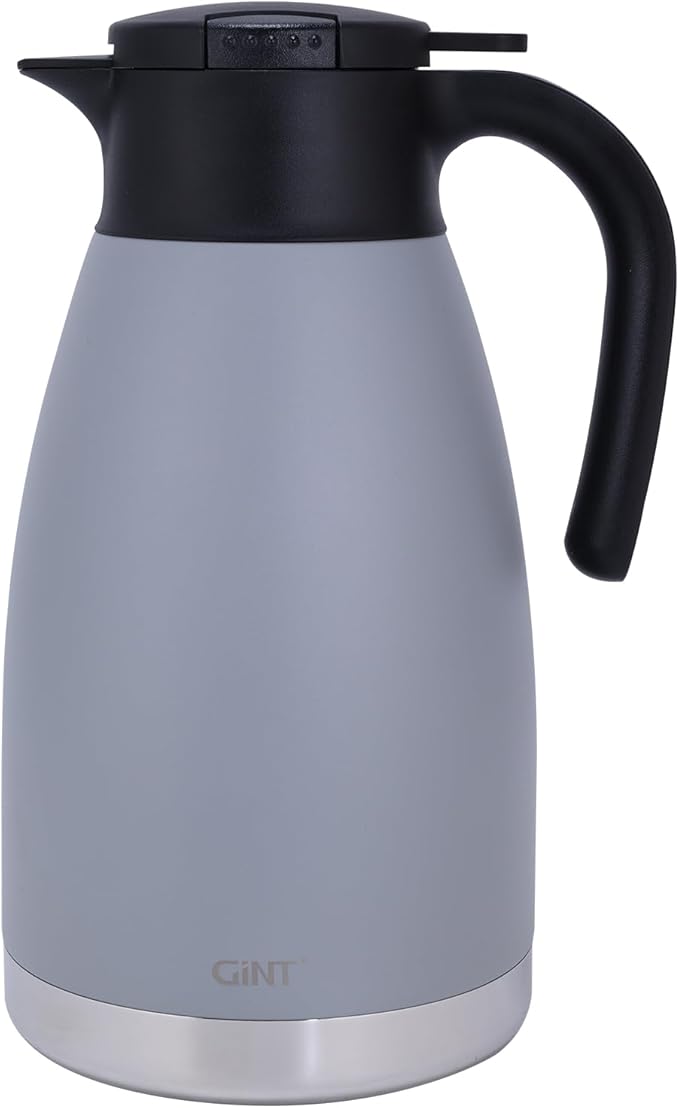 GiNT 74oz Large Thermal Coffee Carafe with Infuser–Insulated Tea Carafe, Removable Filter, Dishwasher-Safe|2.2L 10+ Cups,Wide Mouth,Dual Seal|Stainless Steel Beverage Server for Office&Events