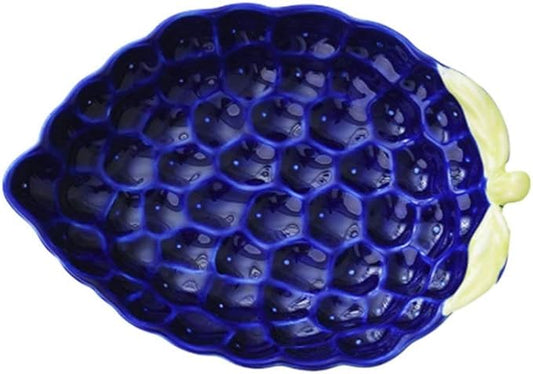 Ceramic Appetizer Plate Fruit Shape Plate Dessert Plate Salad Pasta Bowls Food Serving Tray for Fruit Cheese Dessert Snack-Blue