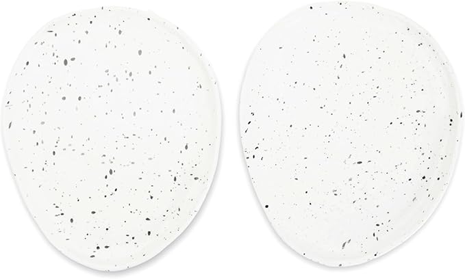 roro Handmade 7-Inch Ceramic Appetizer Plates, Set of 2 - Rustic Egg-Shaped Design with Semi-Matte Speckled Glaze, Farmhouse Small Serving Plates for Appetizers & Desserts